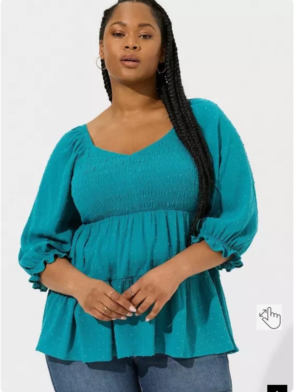 torrid Teal Smocked Square Neck Top